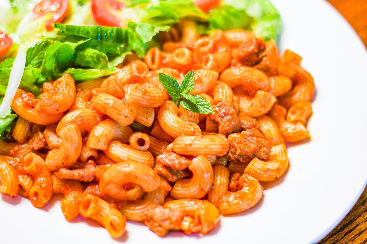 macaroni and salad on a plate