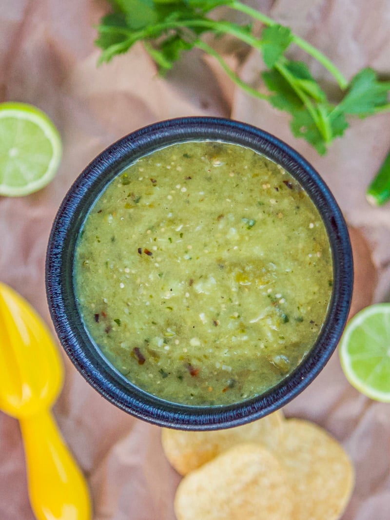 Roasted Tomatillo Salsa  in a bowl