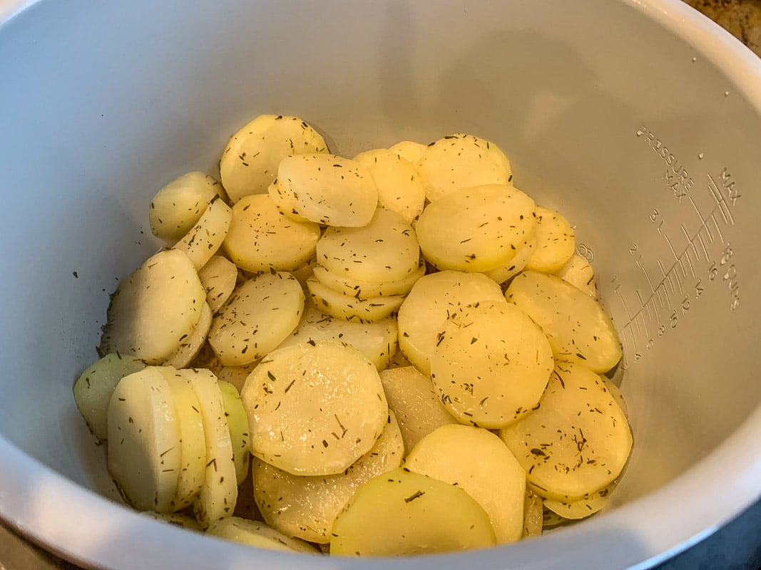 seasoned potatoes in a pot