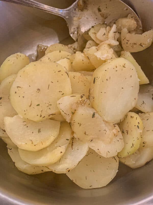 cooked sliced potatoes