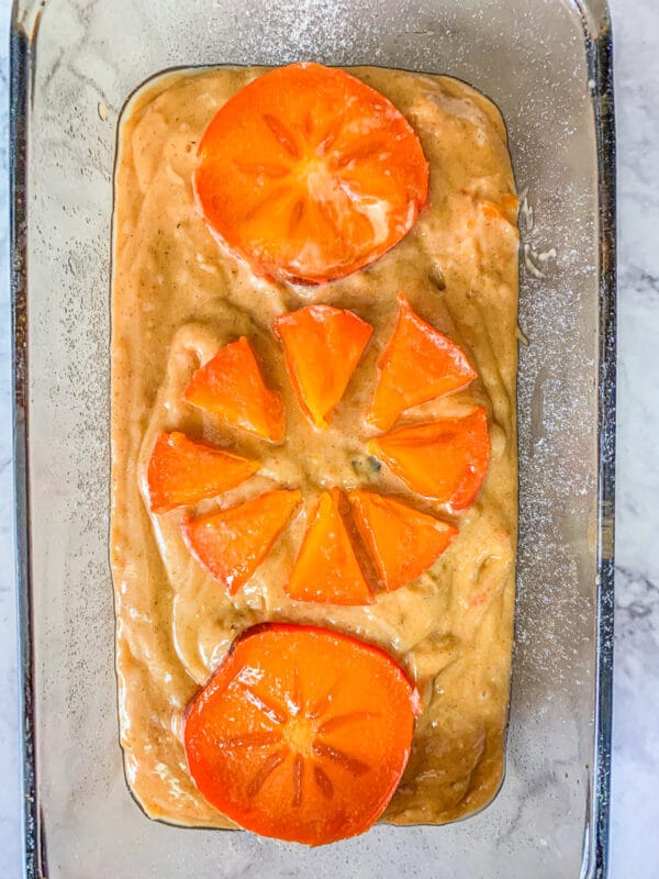 persimmon bread decorated with persimmons