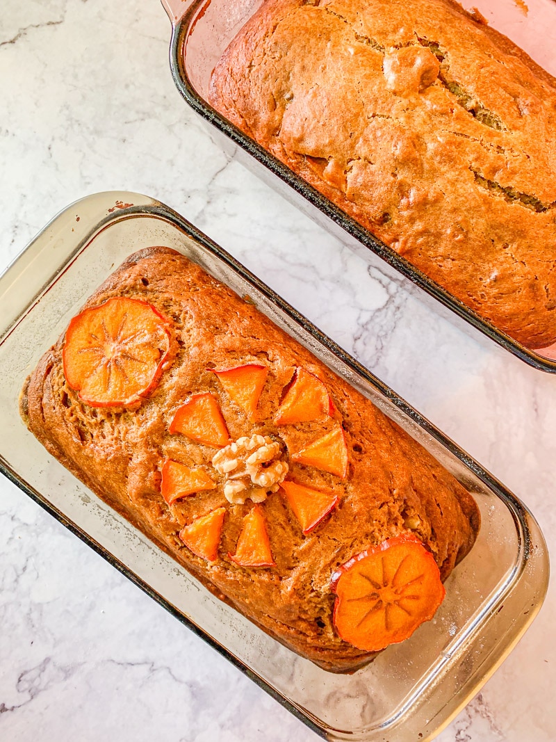two loaves of persimmon bread