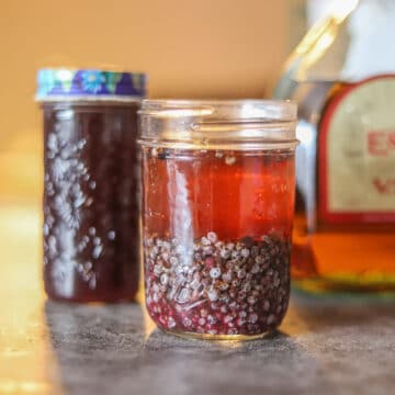 elderberry syrup and tincture in jars