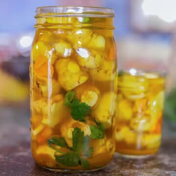 pickled sunchokes in jars