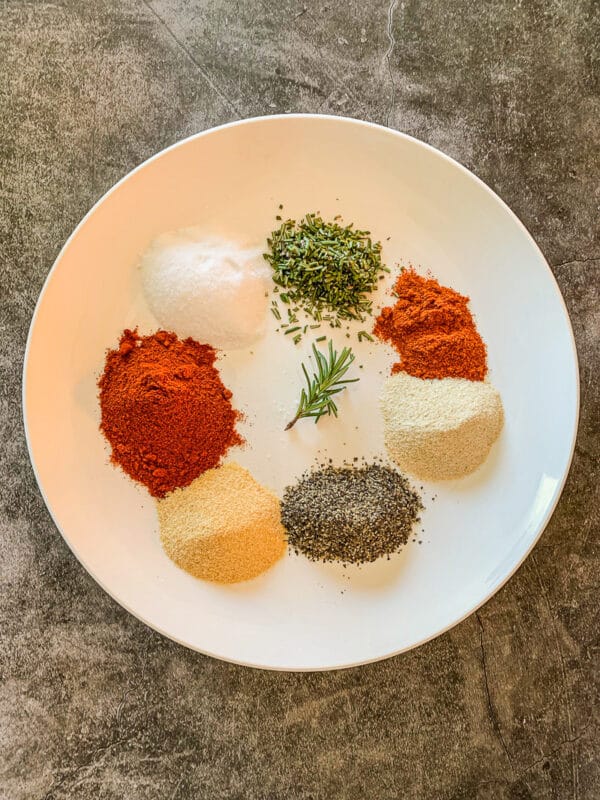 spices on a white plate