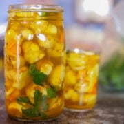 pickled sunchokes in a jar