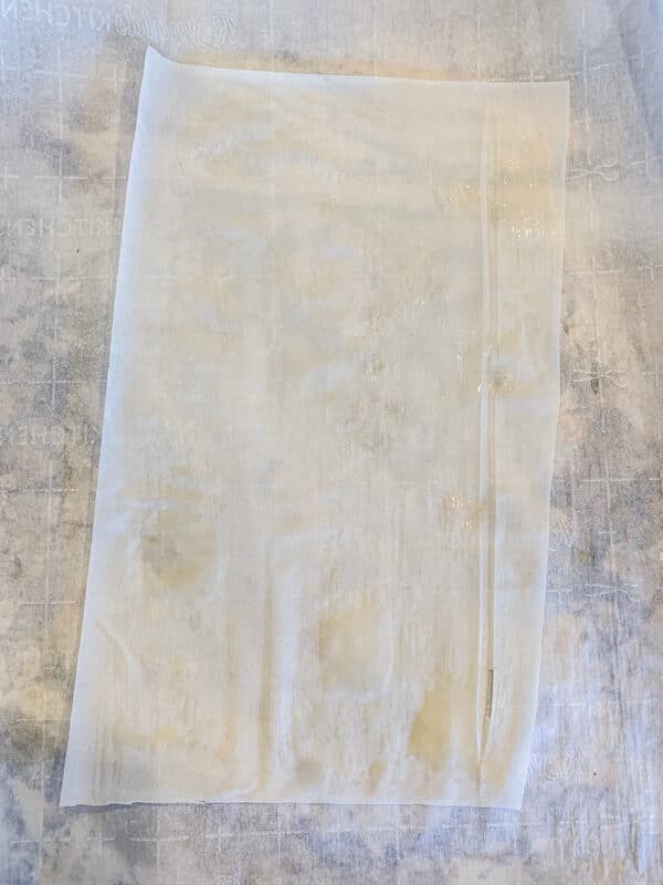 buttered fillo sheet