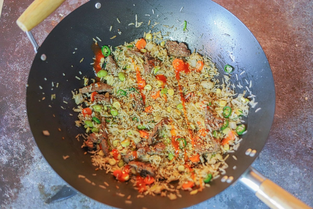 fried rice in a pan