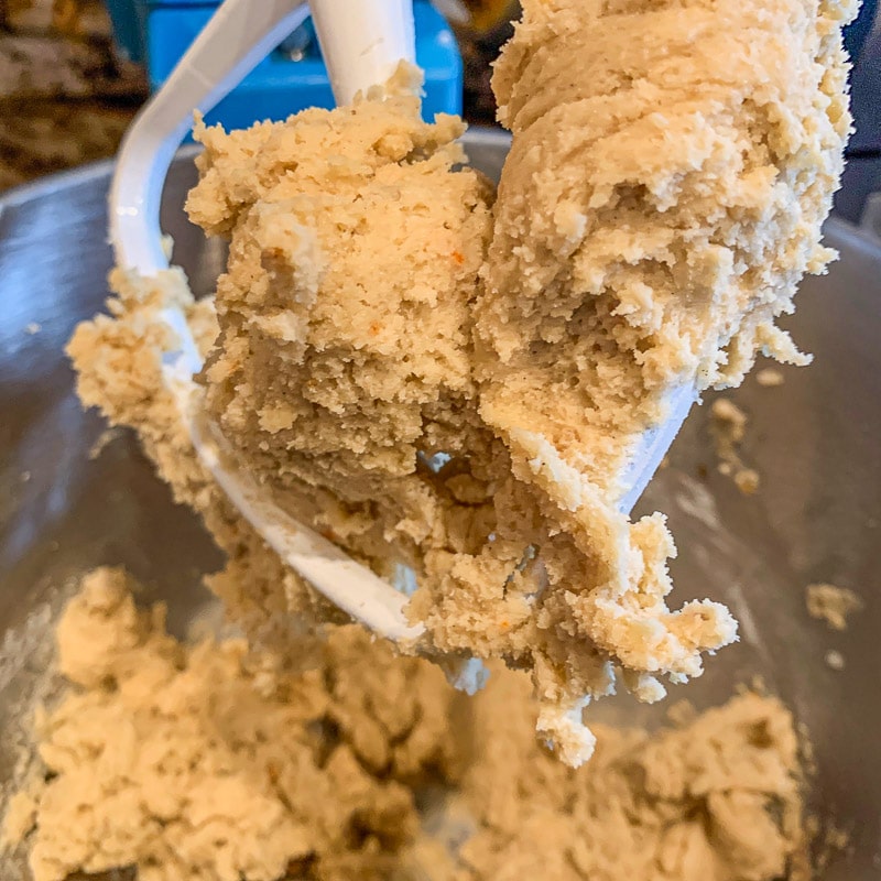 cookie dough on a white beater