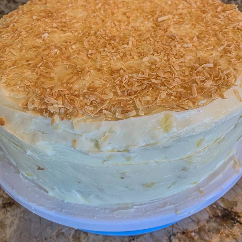carrot cake with pineapple and toasted coconut