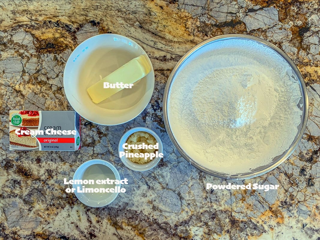 labelled cream cheese frosting ingredients