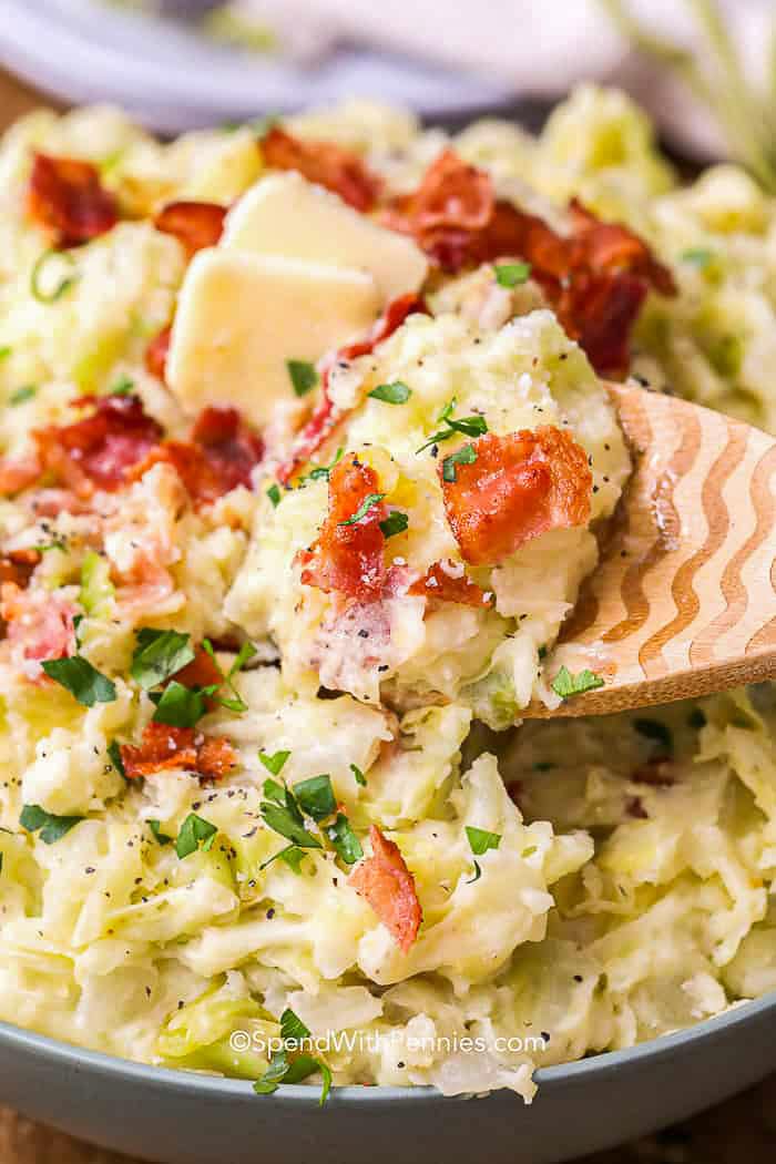 mashed potatoes and cabbage