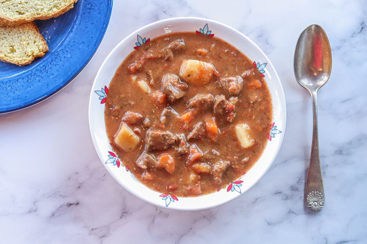 venison stew in a bowl