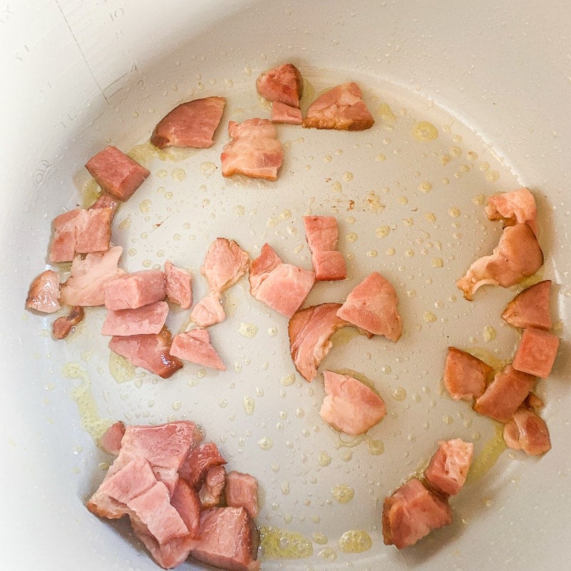 fried diced bacon in an Instant pot