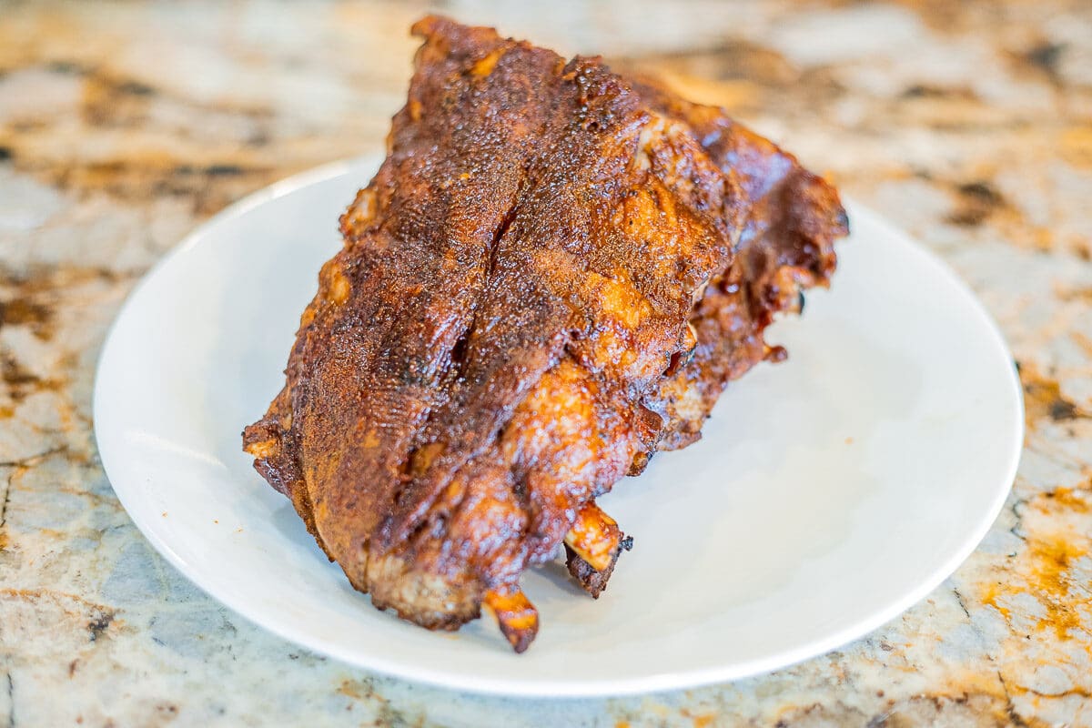 Instant Pot Baby Back Ribs on a white plate