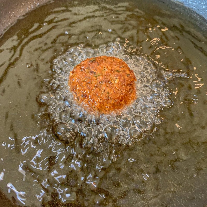fried falafel in hot oil