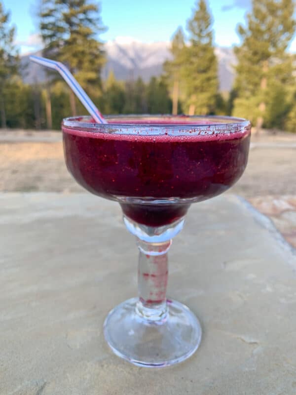 huckleberry margarita in a glass