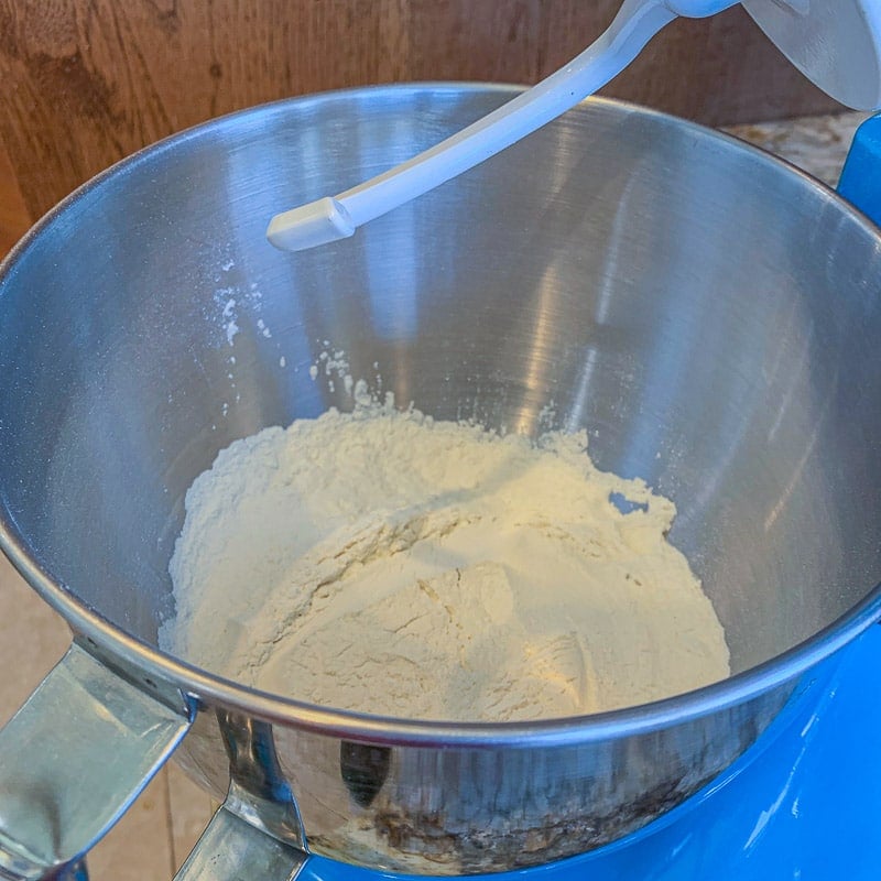 flour in a stand mixer