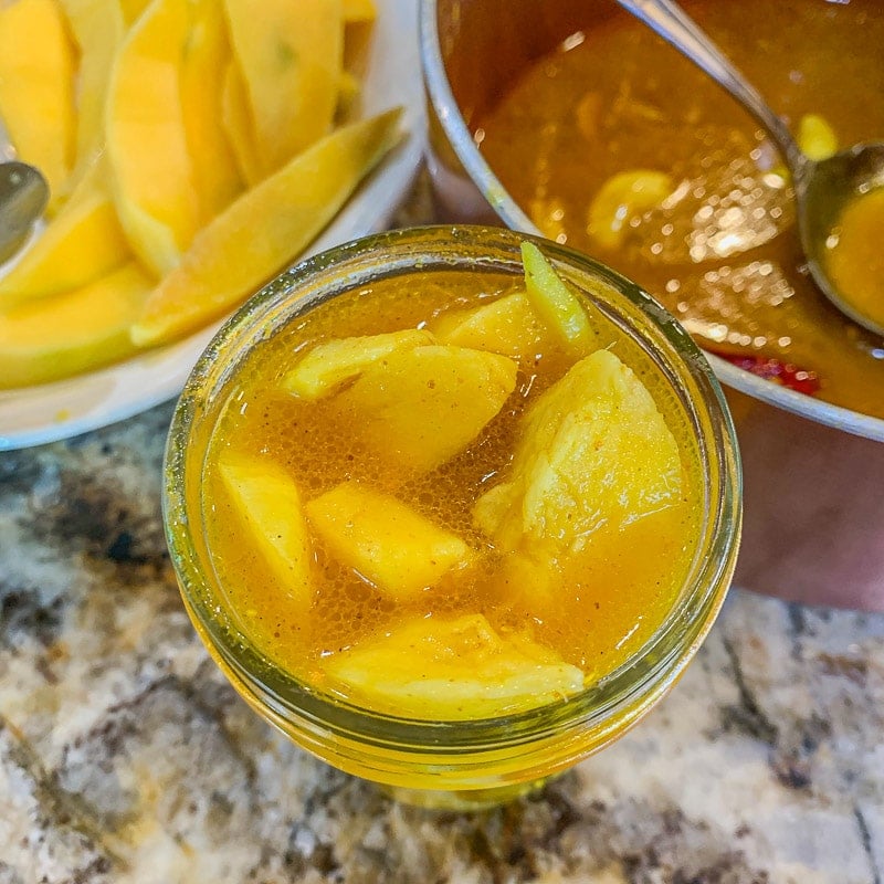 pickled mango in a jar