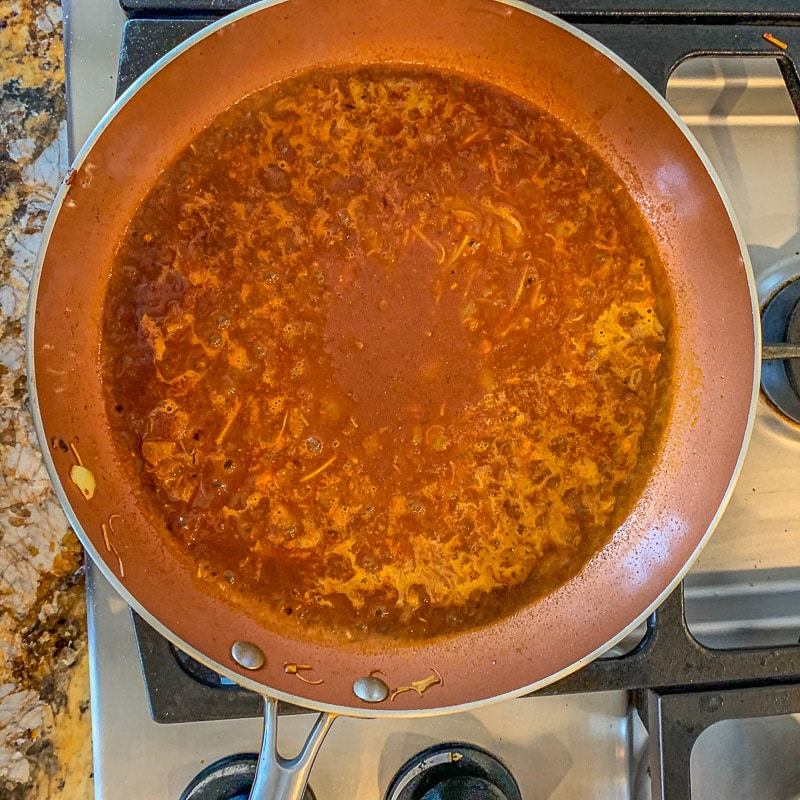 red lentil soup mix in a pan