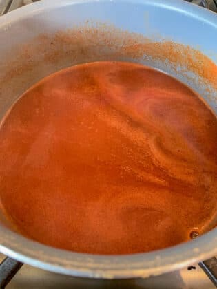 tomato sauce in a saucepan