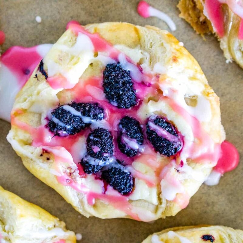 mulberry puff pastry danish with drizzle