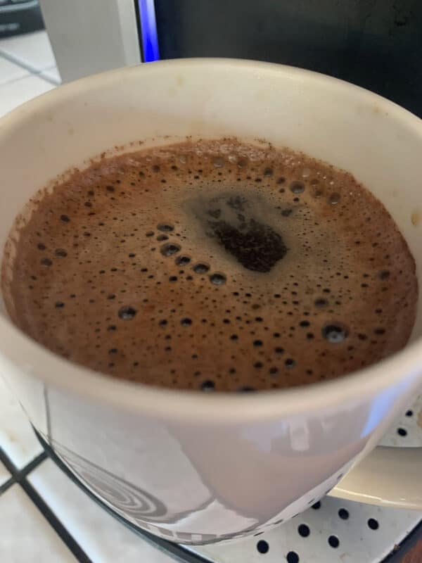 coffee in a white cup