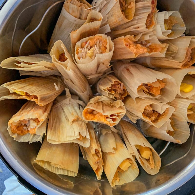 tamales standing up in an Instant pot