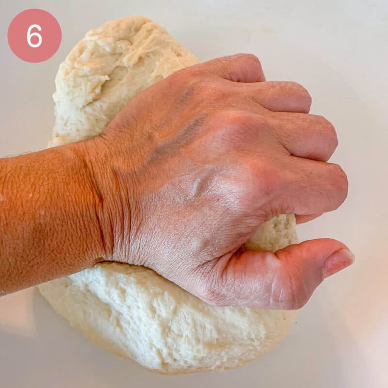 kneading dough with one hand