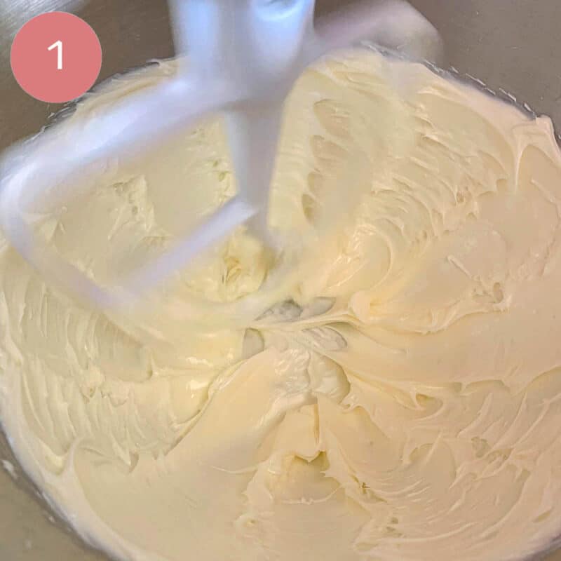 butter being creamed in a mixer