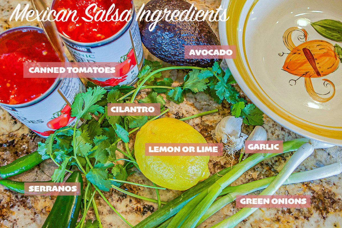 Mexican salsa ingredient list, labeled