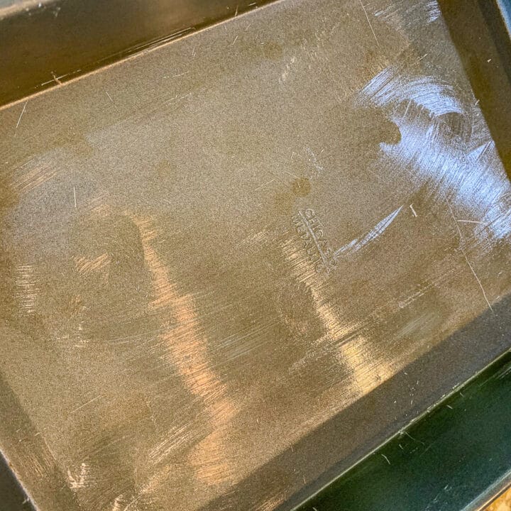 buttered metal pan