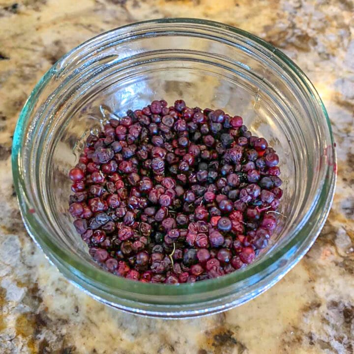 dried elderberries in a jar