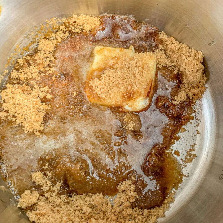 brown sugar and butter in a saucepan