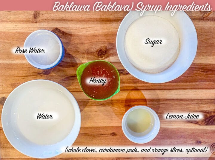 labeled baklawa syrup ingredients
