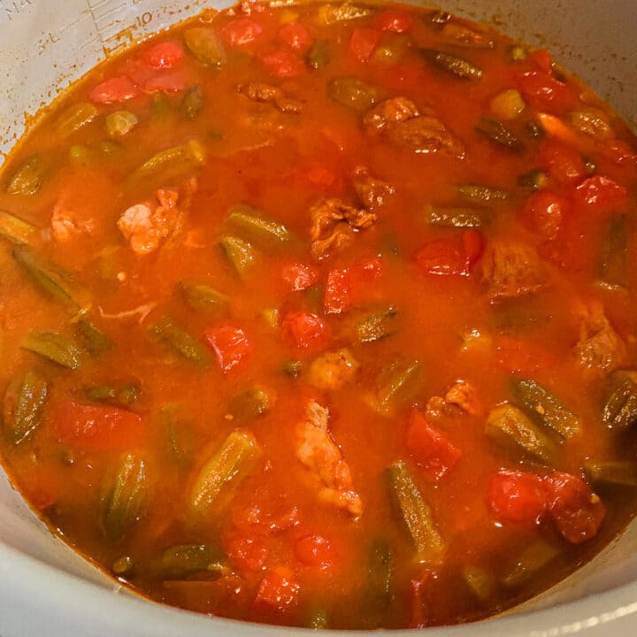 bamia or okra stew in an instant pot