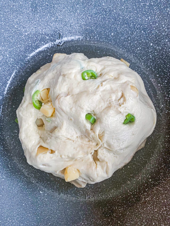 jalapeno cheddar sourdough in bowl