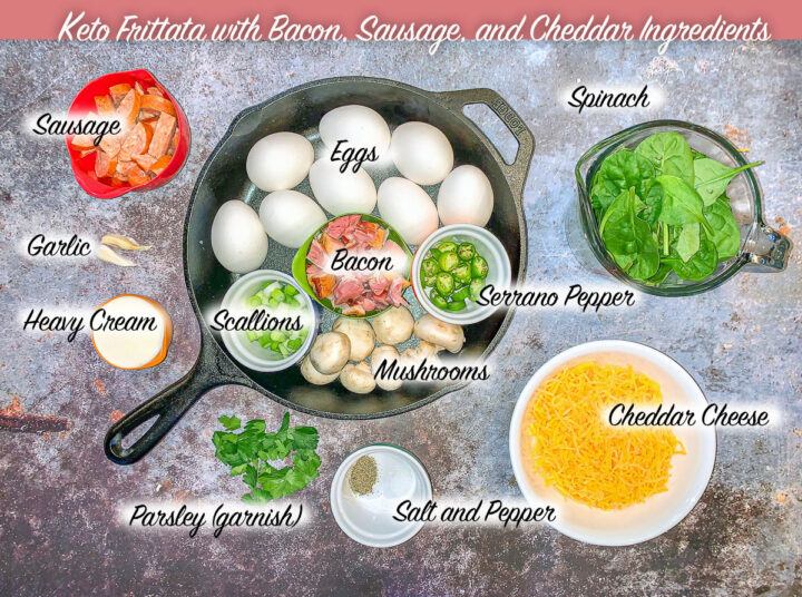 Keto Frittata ingredients, labeled