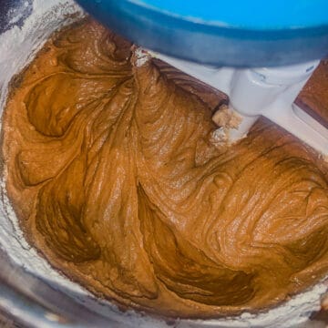gingerbread dough in a mixer