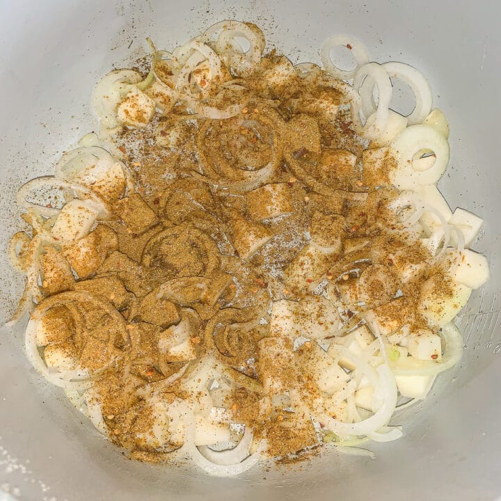sliced onions sprinkled with spices