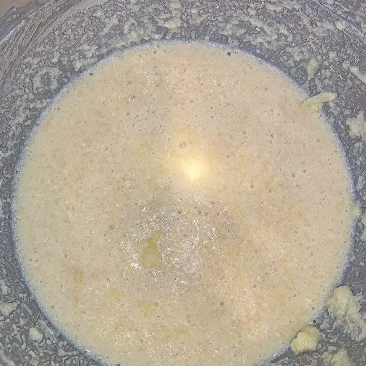 liquid ingredients in a pan