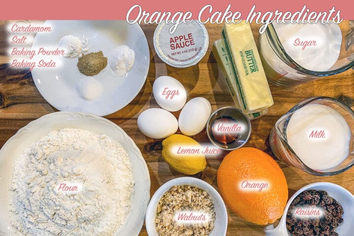 orange and cake ingredients