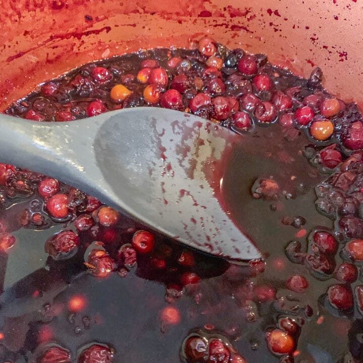 huckleberries being stirred 