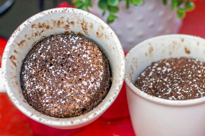 mug cakes in white cups
