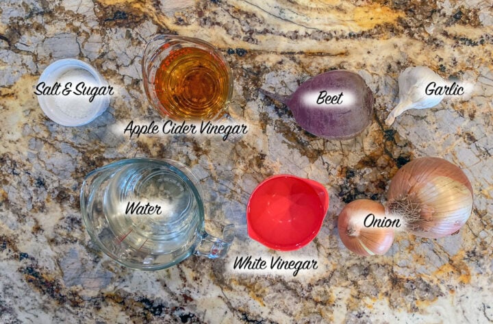 pickled pink onions ingredients, labeled