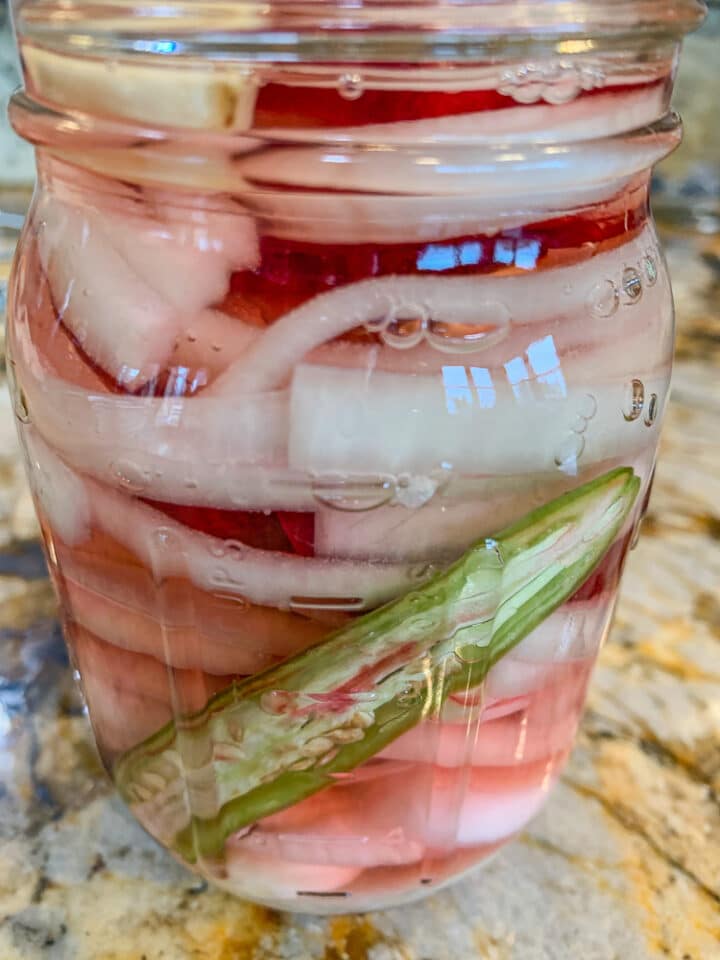 pickled pink onions jar