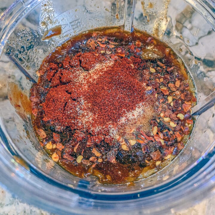 marinade ingredients in a plastic cup