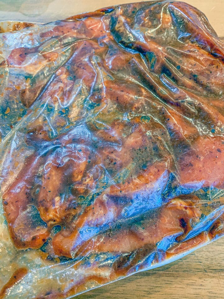 meat and marinade in a ziplock bag
