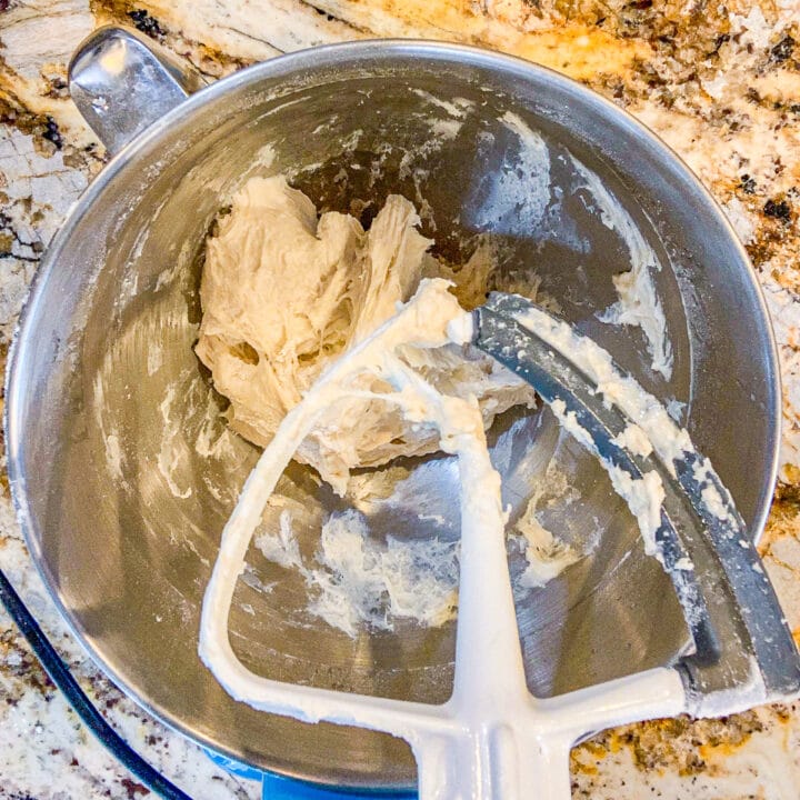 mixing bowl with dough inside