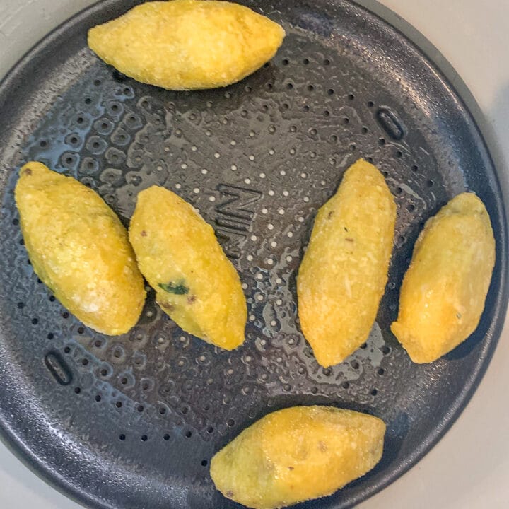 Kubba Halab on an air fryer tray